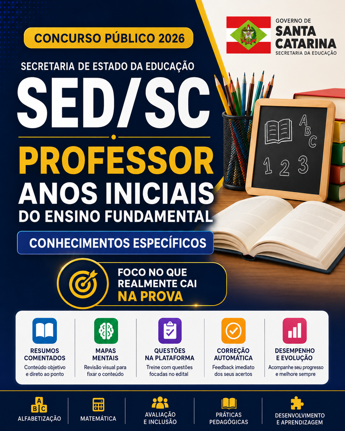 Concurso SED SC 2026 Professor Anos Iniciais Conhecimentos Específicos