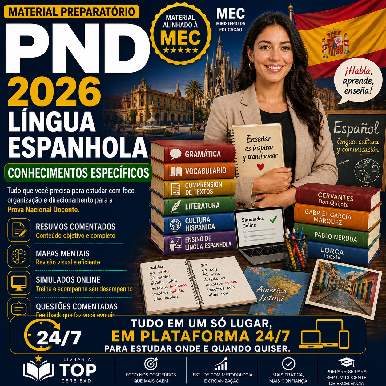 Capa do combo PND 2026 — Língua Espanhola + Formação Geral