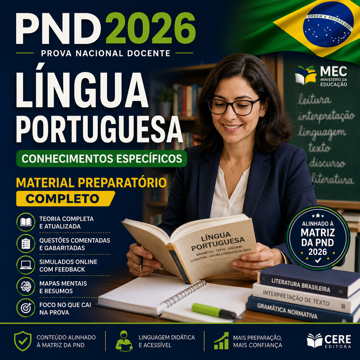 Capa do combo PND 2026 — Língua Portuguesa + Formação Geral