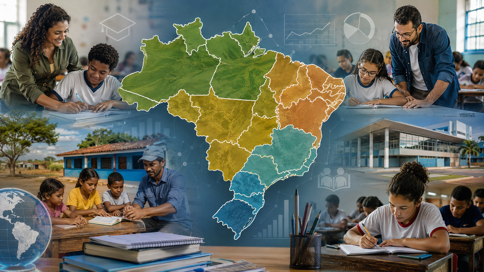 Educação no Brasil por estados em análise comparativa com indicadores oficiais, desigualdades regionais, Ideb, Saeb e Censo Escolar
