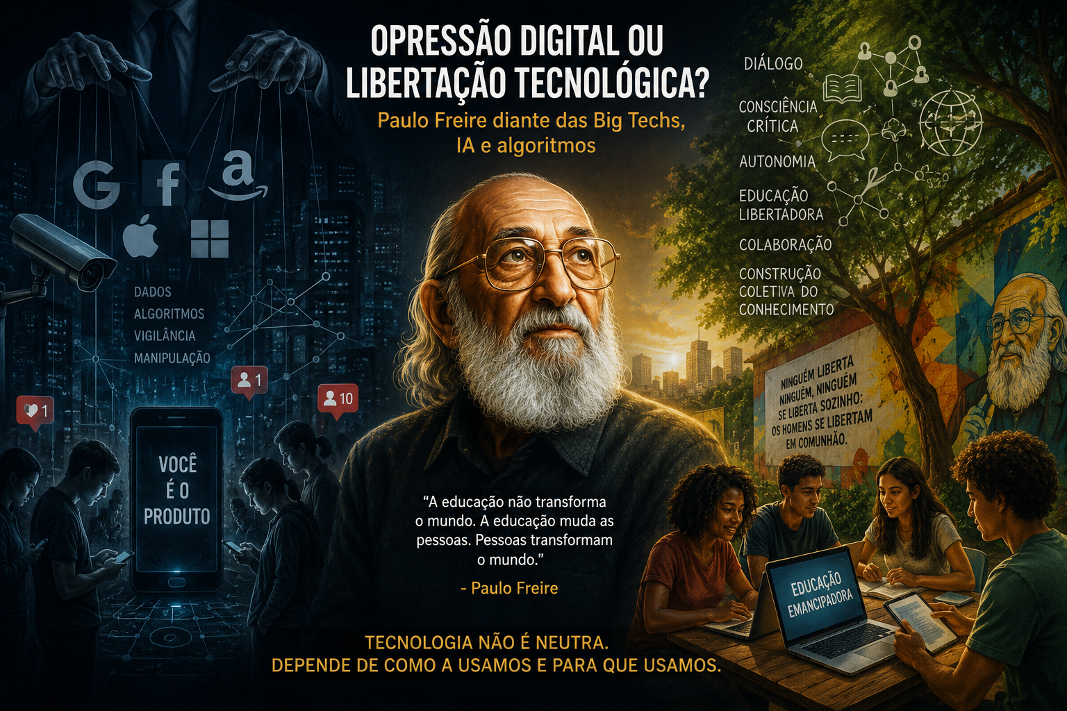 Opressão digital e libertação tecnológica em Paulo Freire diante das Big Techs, inteligência artificial, algoritmos, dados e educação crítica