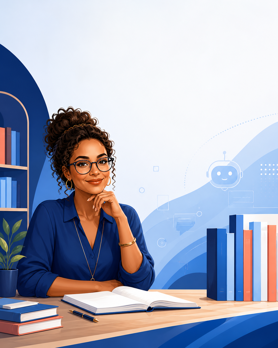 Professora utilizando inteligência artificial como apoio pedagógico
