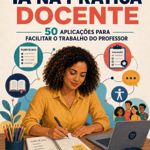 Capa do e-book IA na Prática Docente: 50 aplicações para facilitar o trabalho do professor, Volume 03 da Coleção Professor + IA da Livraria Top/CERE