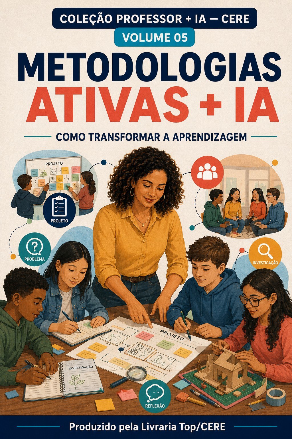 Capa do e-book Metodologias Ativas + IA, Volume 05 da Coleção Professor + IA da Livraria Top/CERE