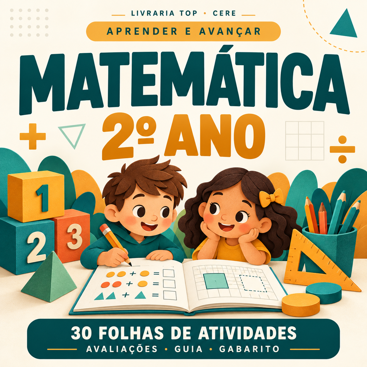 Capa do caderno Aprender e Avancar 2 ano Matematica — 30 folhas de atividades CERE
