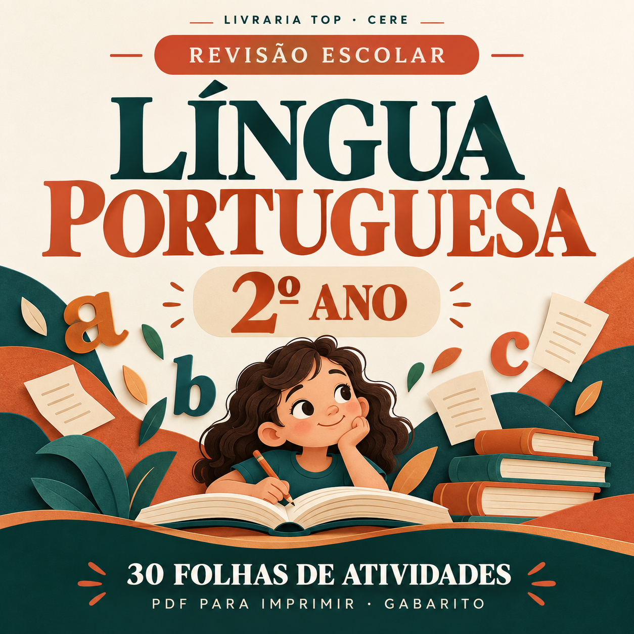 Capa do caderno Revisao 2 ano LP — 30 folhas de atividades CERE