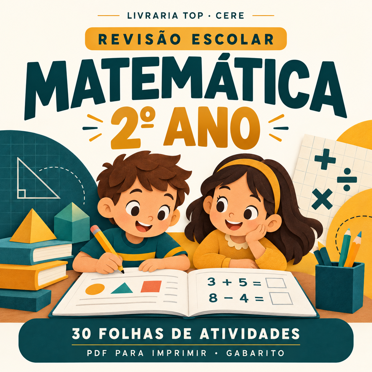 Capa do caderno Revisao 2 ano Matematica — 30 folhas de atividades CERE